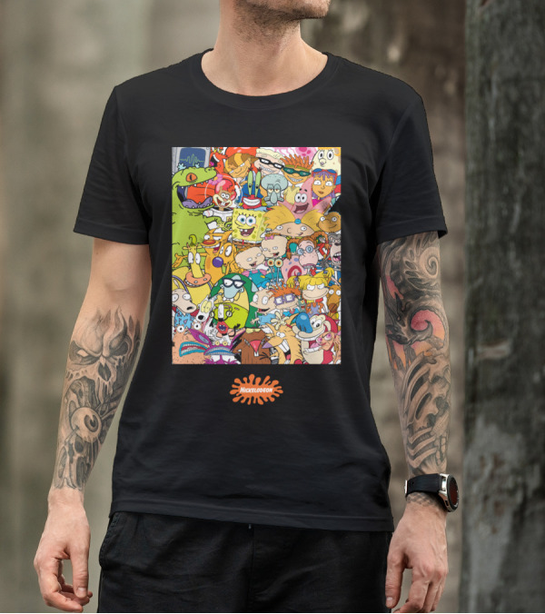 Nickelodeon 90s Cartoon Characters Compilation Group Shot T-Shirt
