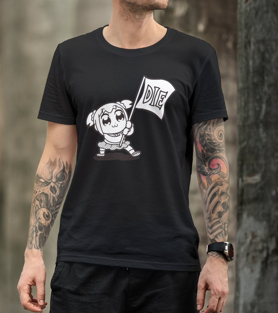 Pop Team Epic Popuko Holding Die Banner T-Shirt