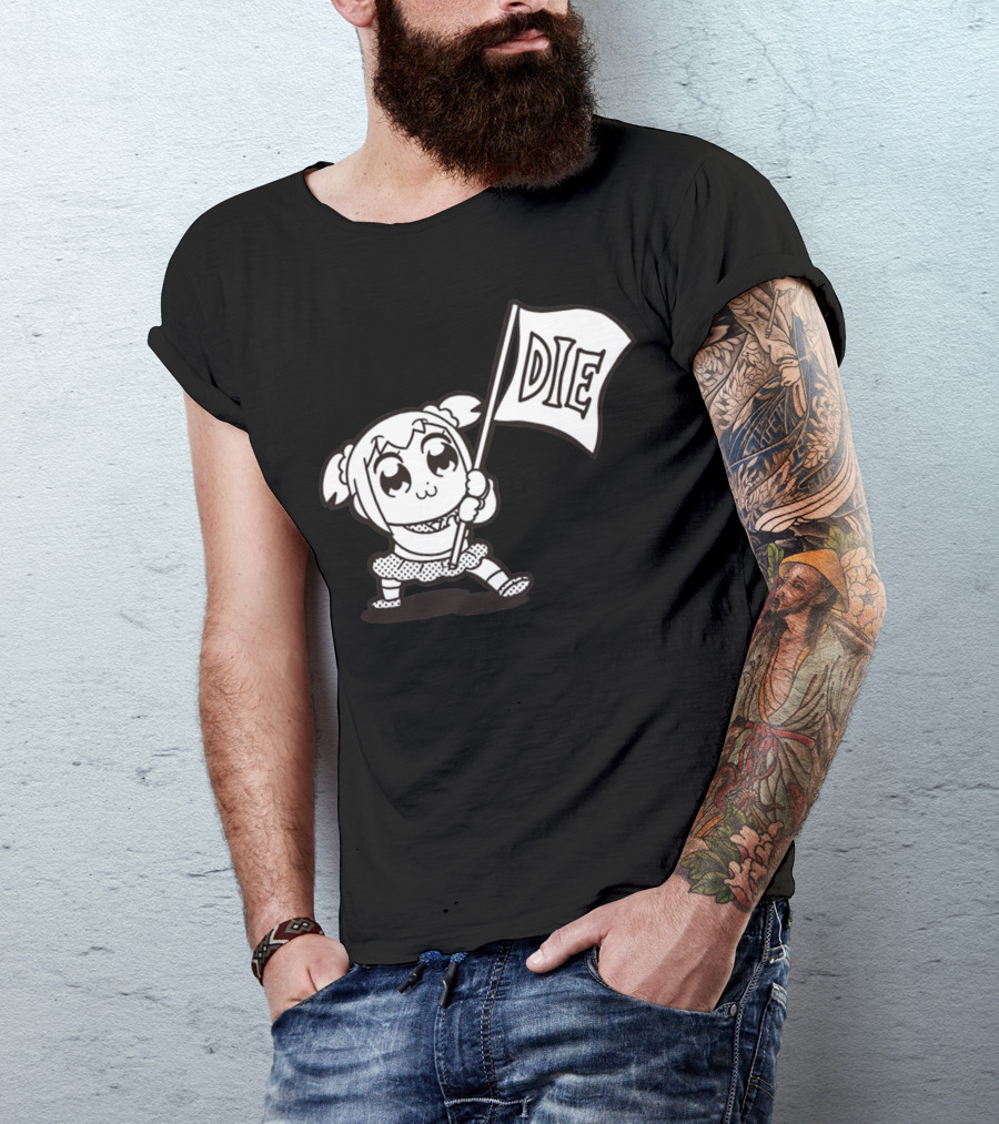 Pop Team Epic Popuko Holding Die Banner T-Shirt