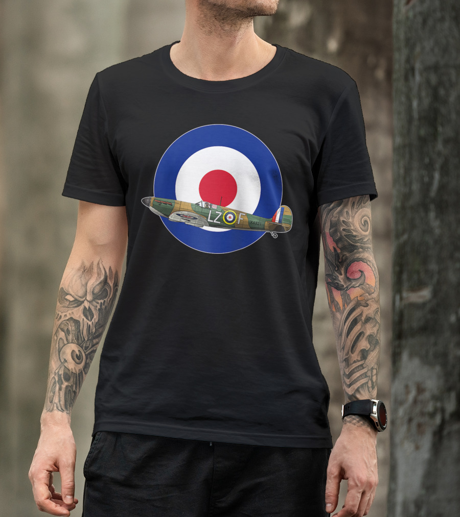 RAF Spitfire LZ-F Battle Of Britain Military WW2 Roundel T-Shirt