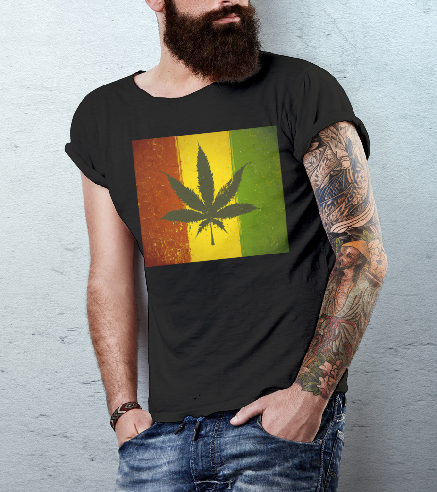 Rasta Jamaican Marijuana Leaf Legalized Pot Flag T-Shirt