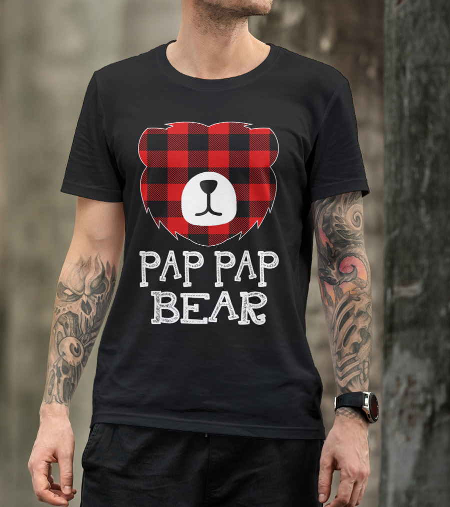 Pap Pap Bear Red Plaid Buffalo T-Shirt