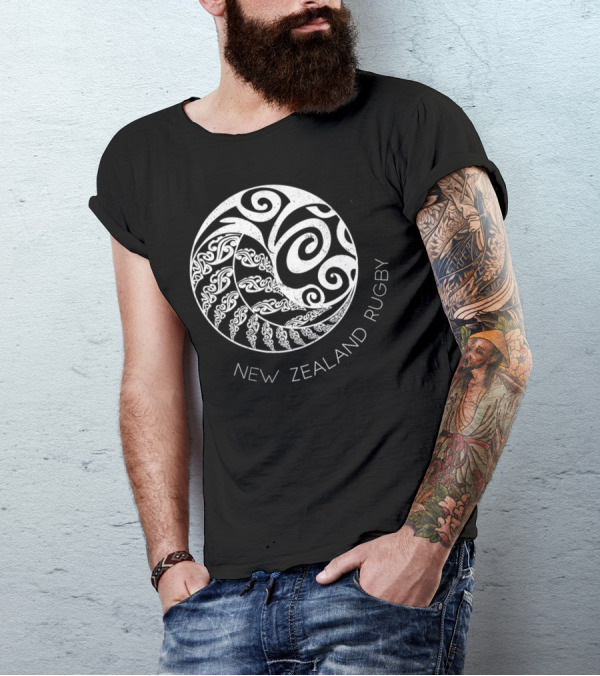 New Zealand Rugby Maori Inspired Kiwi Silver Spiral T-Shirt