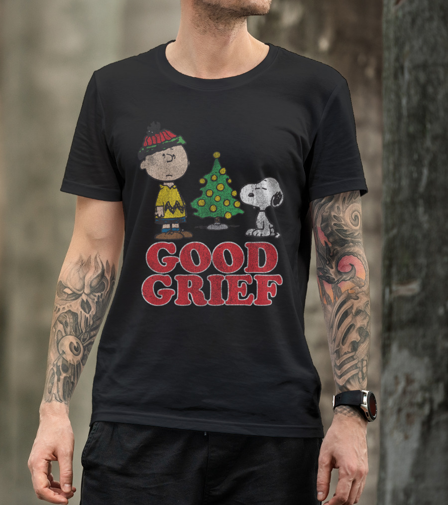 Good Grief Peanuts Holiday Snoopy And Charlie Christmas Tree T-Shirt