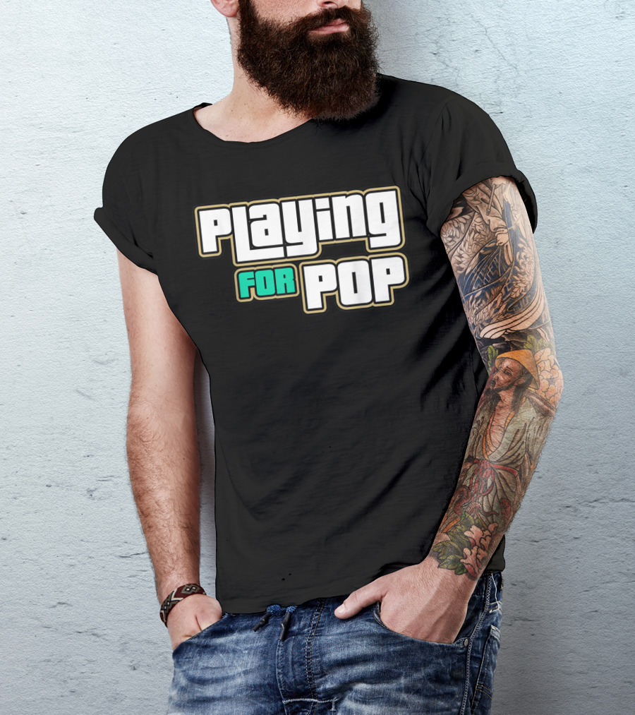 Playing For Pop Grand Theft Auto Font T-Shirt