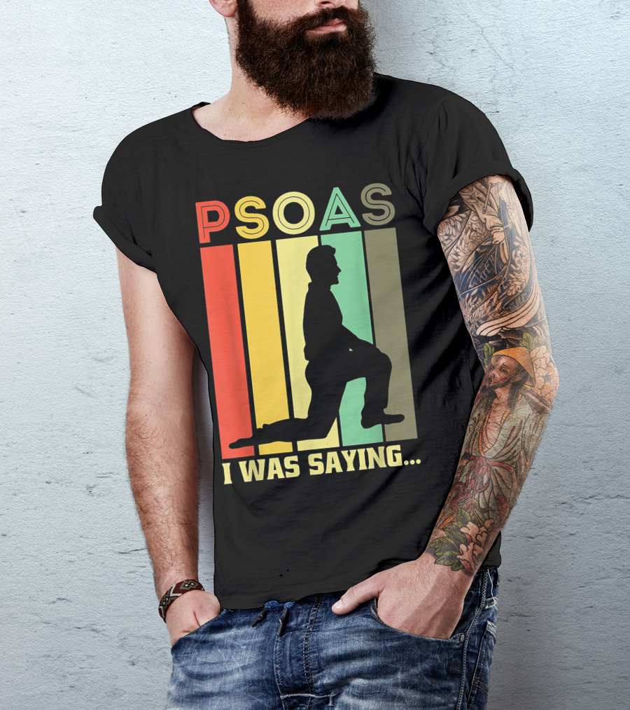 Psoas I Was Saying Retro Silhouette On Color Stripes T-Shirt