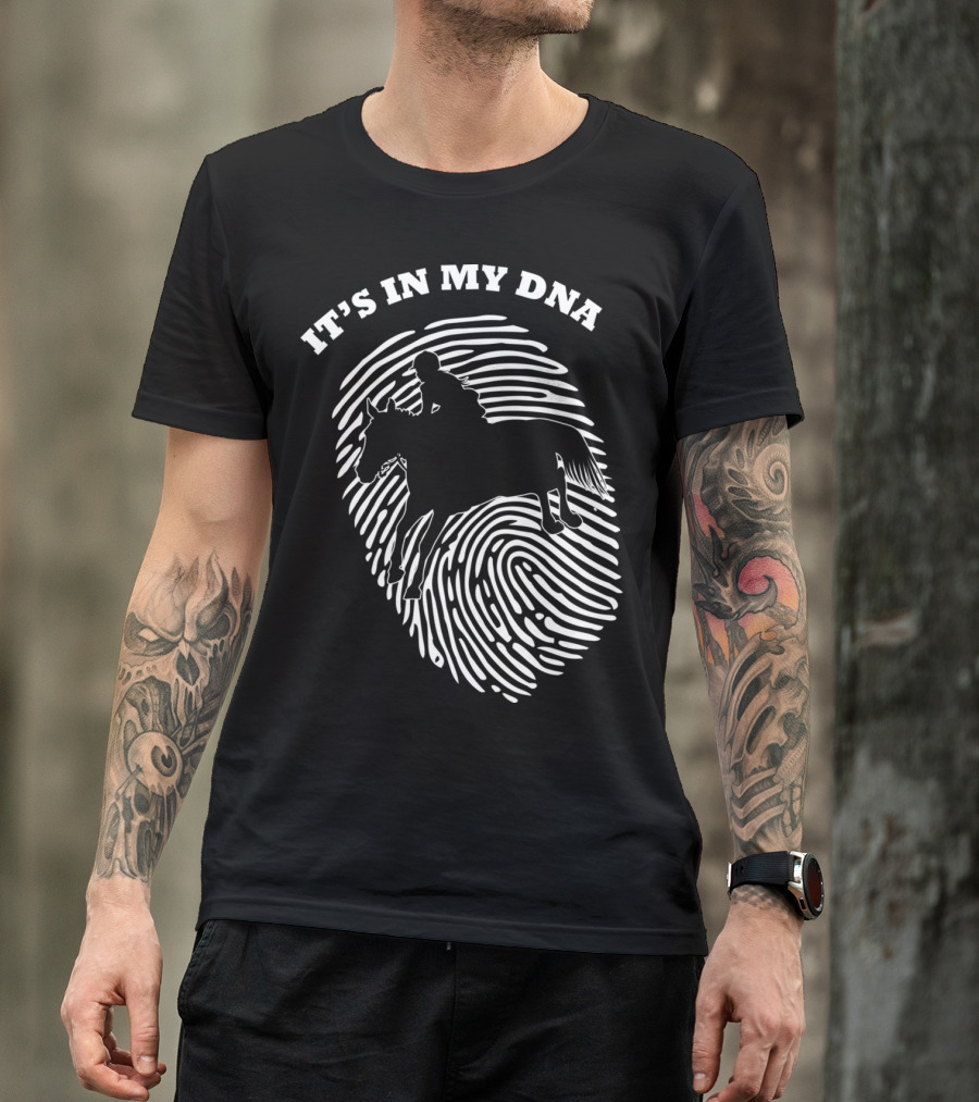 It's In My DNA Equestrian Horse Racer Fingerprint T-Shirt