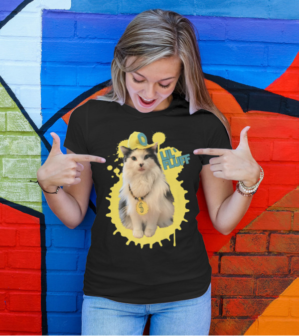 Lil' Fluff Cool Cat With Dollar Sign Necklace And Cap T-Shirt