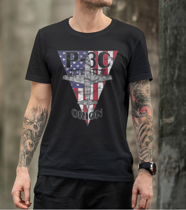 P-3C Orion American Flag Military Airplane T-Shirt