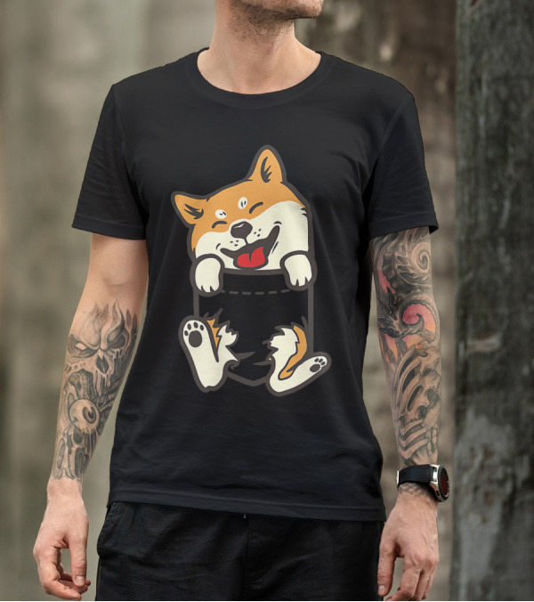 Pocket Shiba Inu Feet Cute Doge Akita Dog T-Shirt