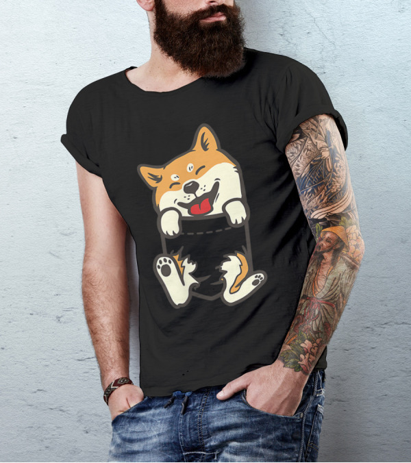 Pocket Shiba Inu Feet Cute Doge Akita Dog T-Shirt