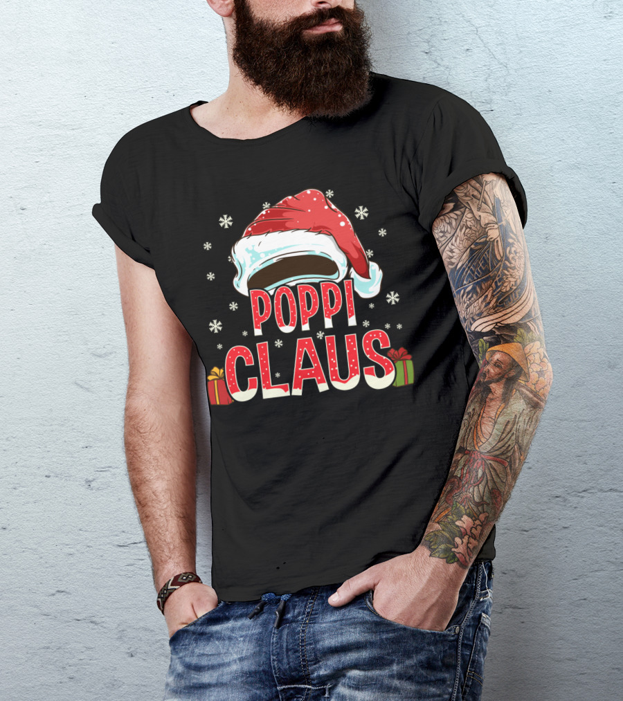Poppi Claus Santa Hat Snowflakes Christmas Gifts T-Shirt