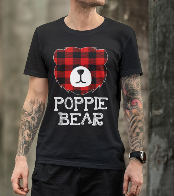 Red Plaid Poppie Bear Buffalo Check T-Shirt