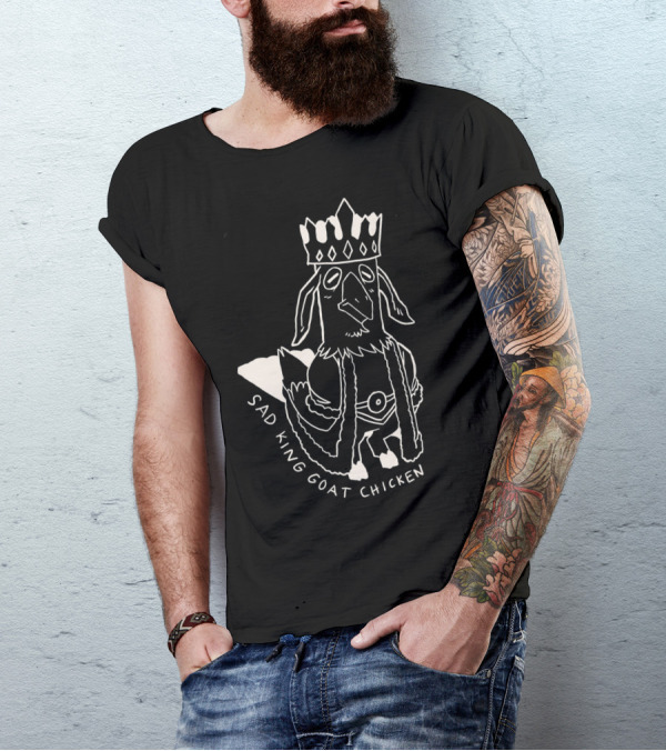 Sad King Goat Chicken Crowned Royalty T-Shirt
