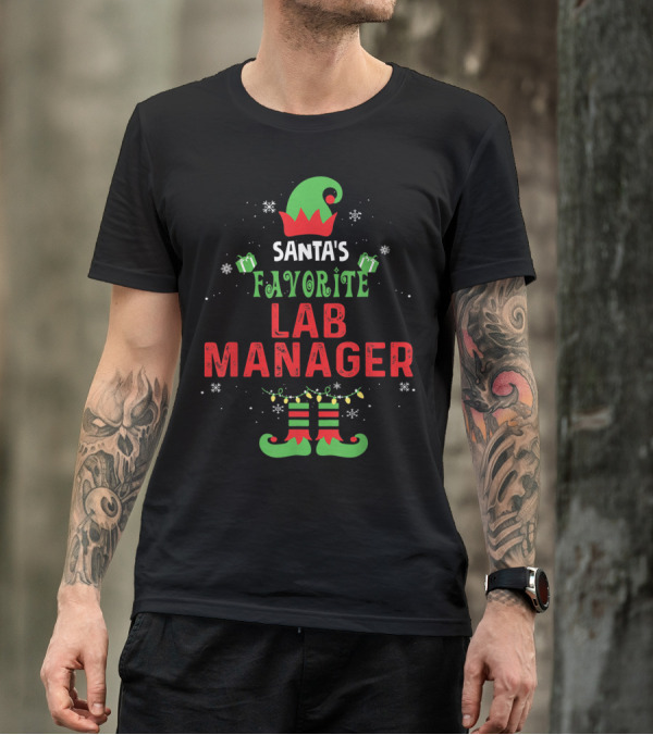 Santa's Favorite Lab Manager Christmas Elf Hat And Boots T-Shirt