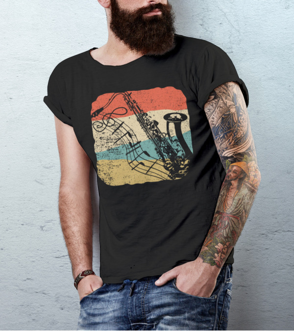Saxophone Player Jazz Music 70s T-Shirt