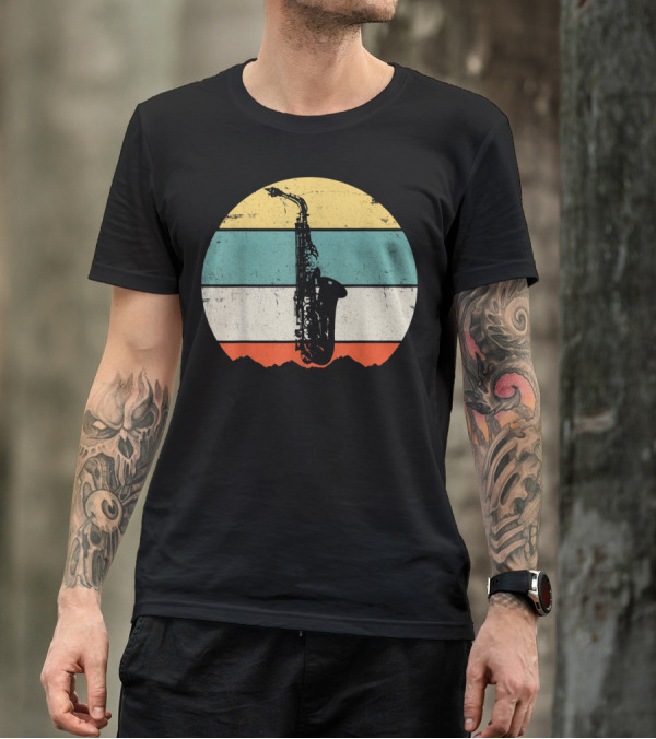 Retro Sunset Saxophone T-Shirt