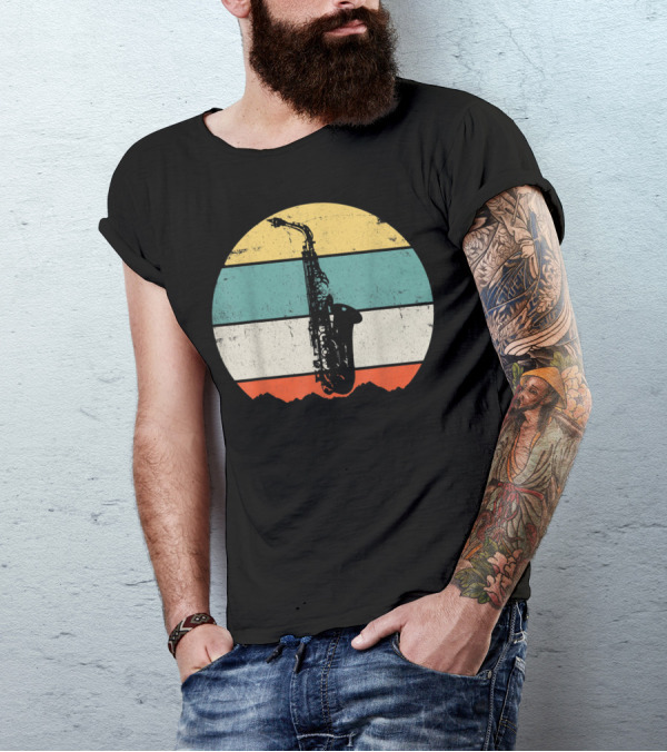 Retro Sunset Saxophone T-Shirt