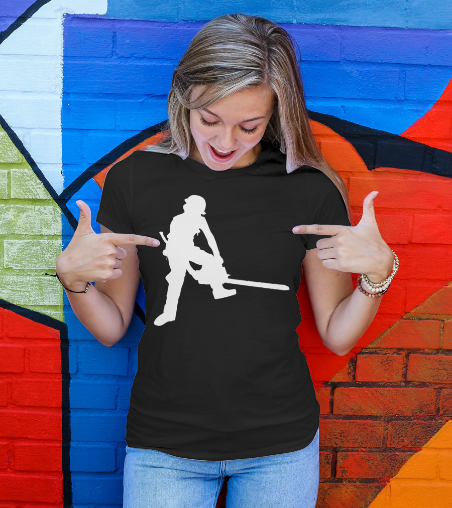Silhouette Lumberjack Woodworker Logger With Chainsaw T-Shirt
