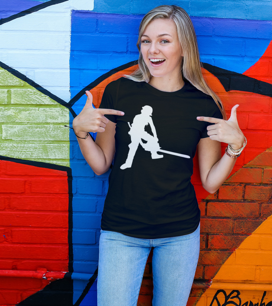 Silhouette Lumberjack Woodworker Logger With Chainsaw T-Shirt