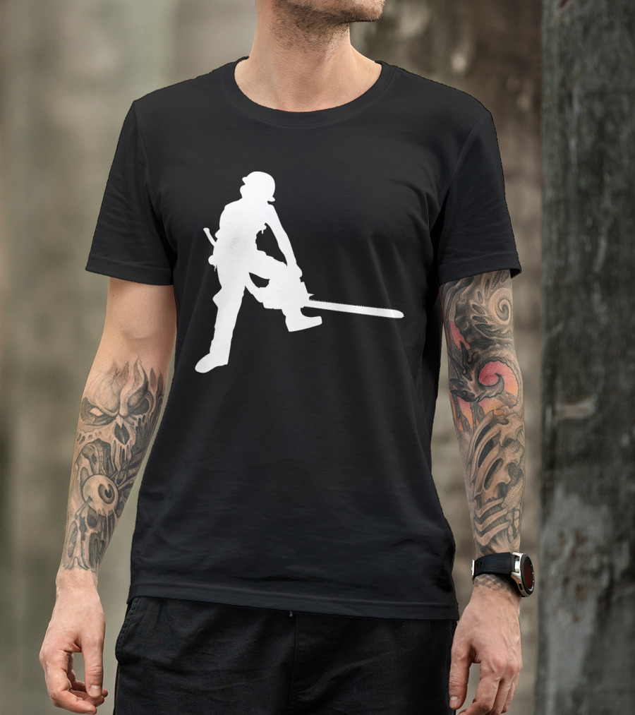 Silhouette Lumberjack Woodworker Logger With Chainsaw T-Shirt