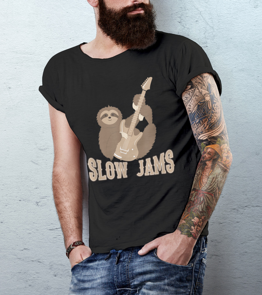 Slow Jams Sloth Fun Bass Guitar Chilled T-Shirt