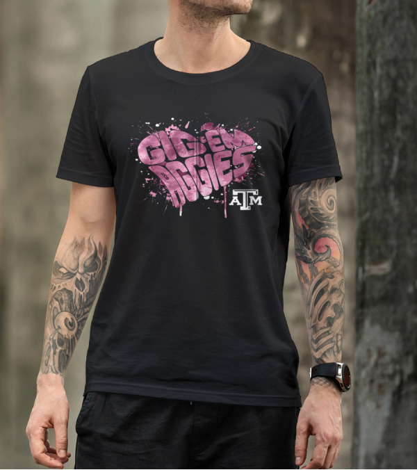 Gig 'Em Aggies Heart Shape Texas A&M T-Shirt