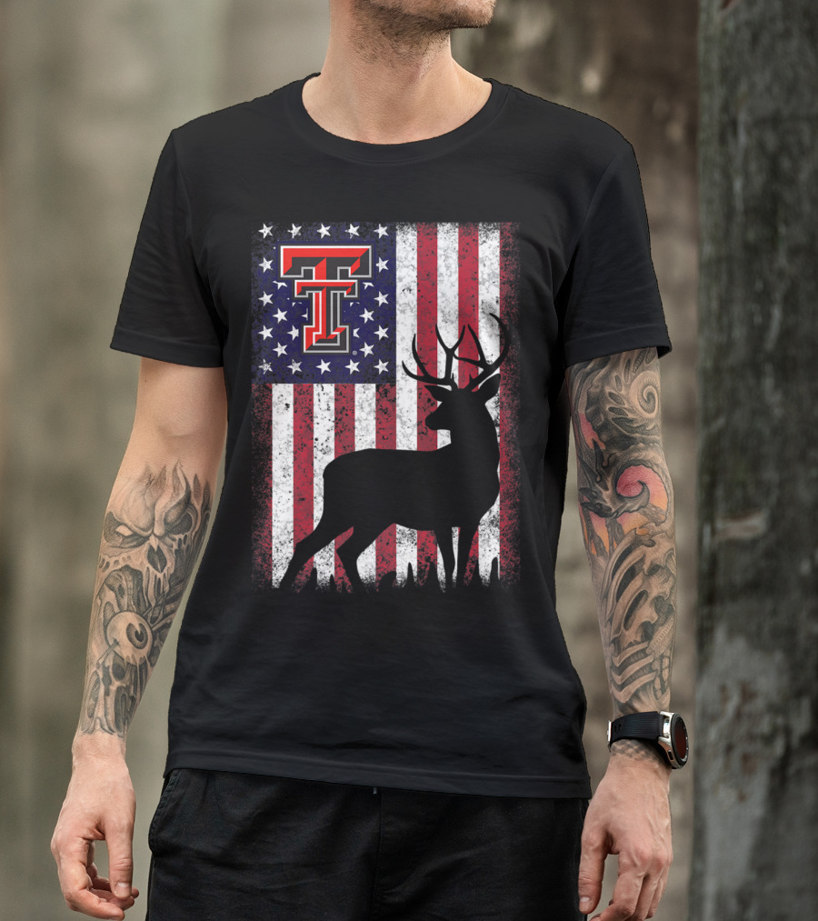 Texas Tech Red Raiders American Flag Deer T-Shirt
