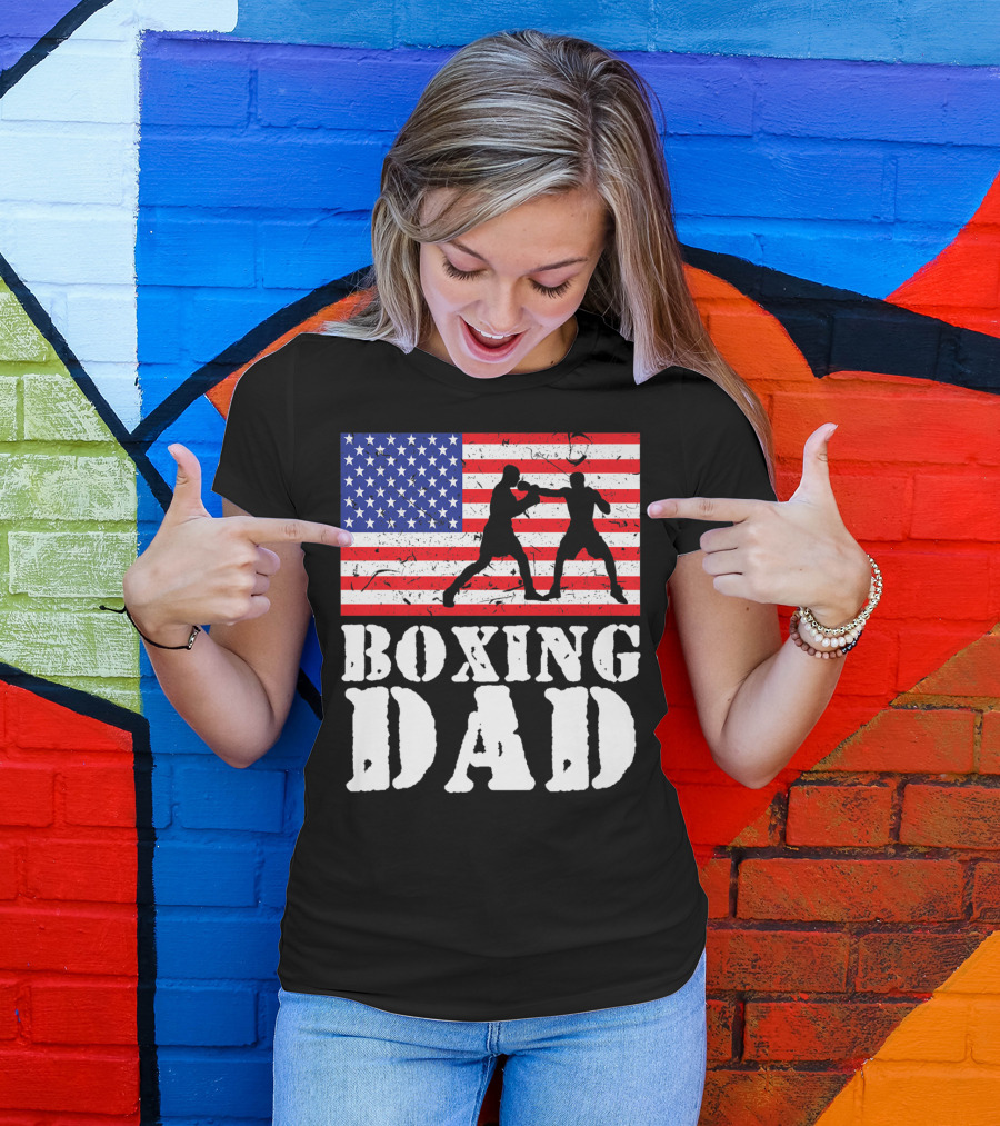 American Flag Boxing Dad T-Shirt