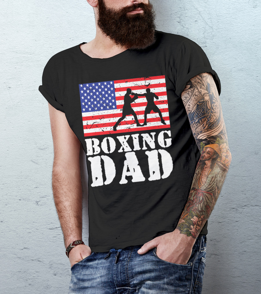American Flag Boxing Dad T-Shirt