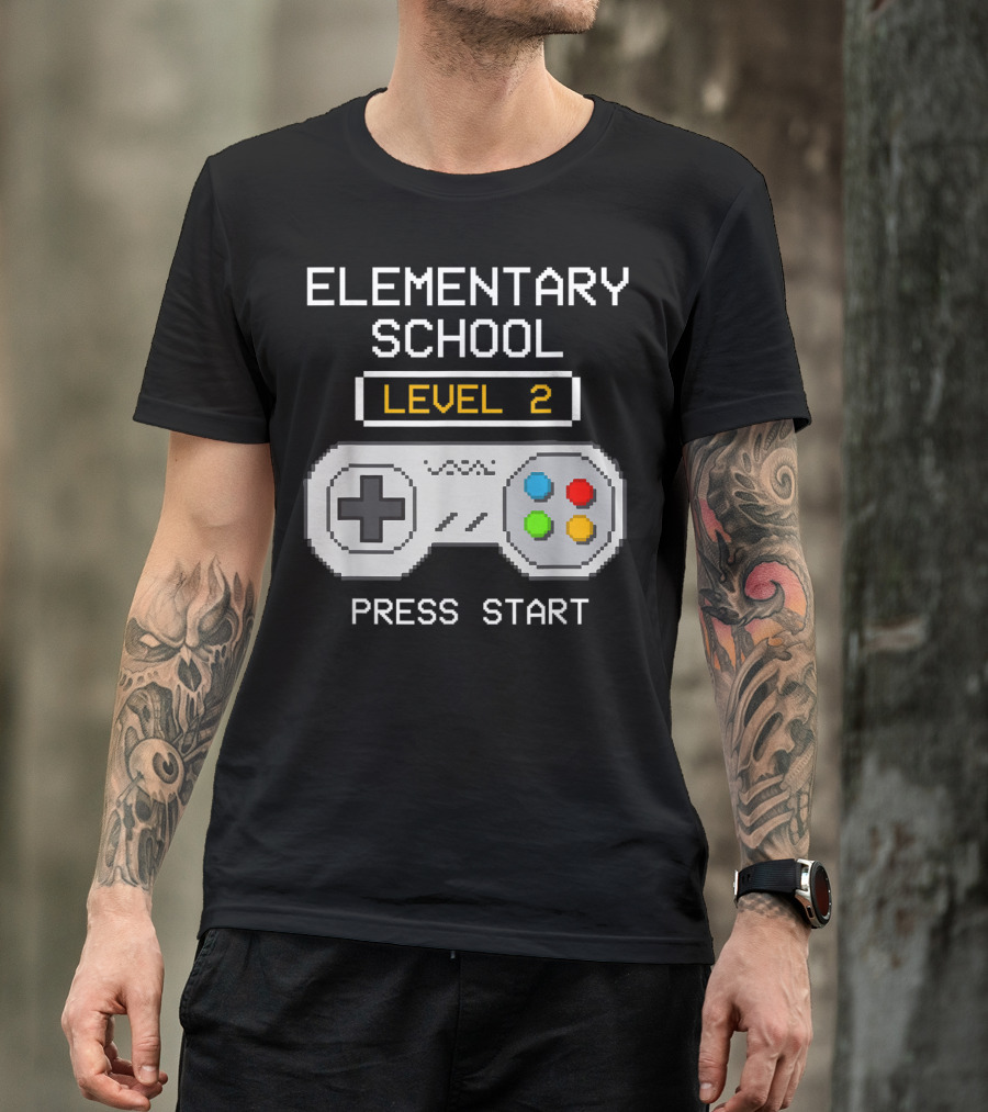 Elementary School Level 2 Press Start Gamer Back To School Game T-Shirt