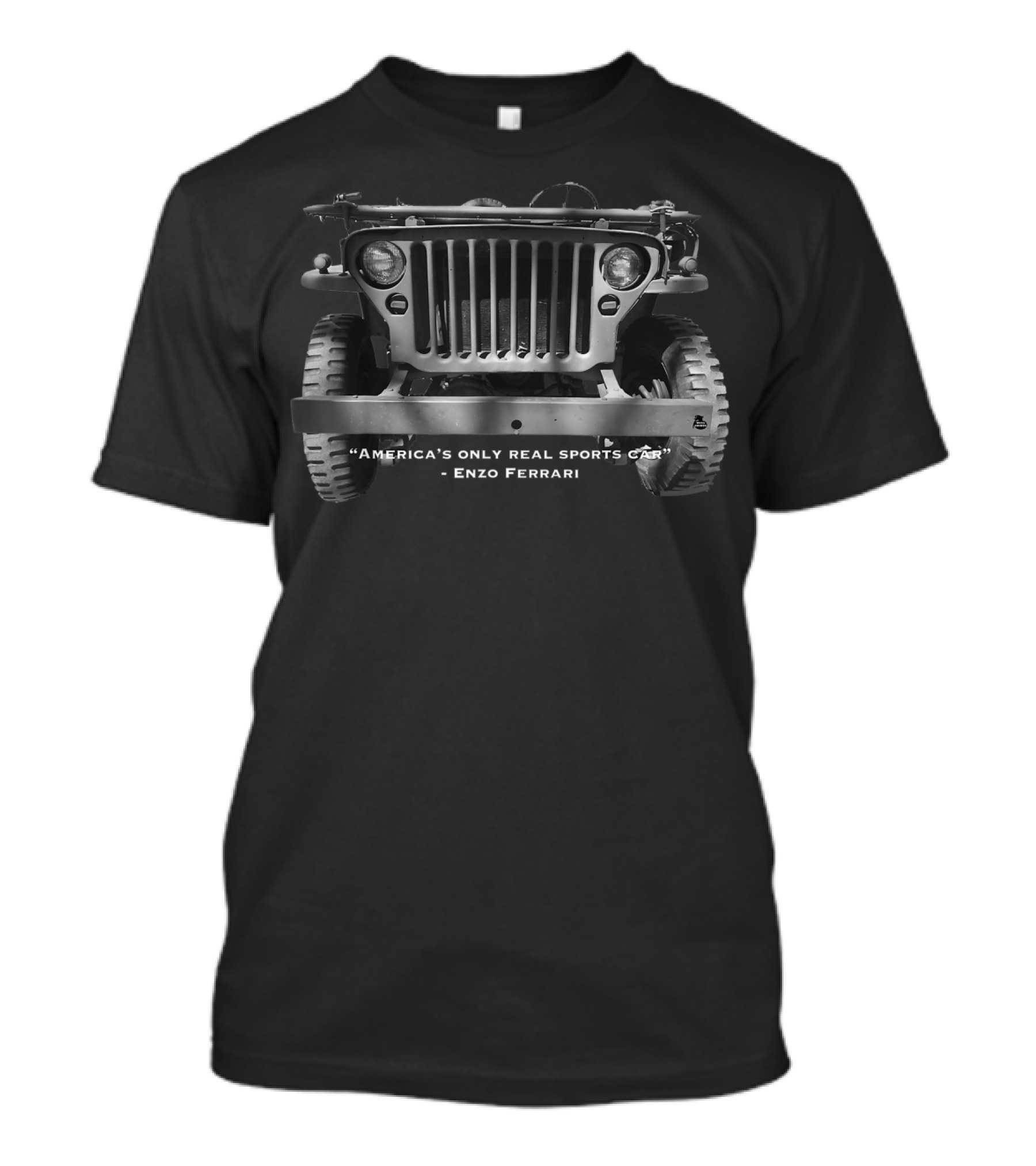 America's Only Real Sports Car Enzo Ferrari Jeep Front View T-Shirt
