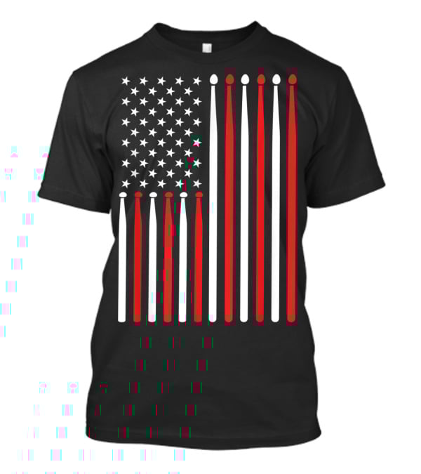 American Flag Drumsticks USA Drummer Musicians Patriotic T-Shirt