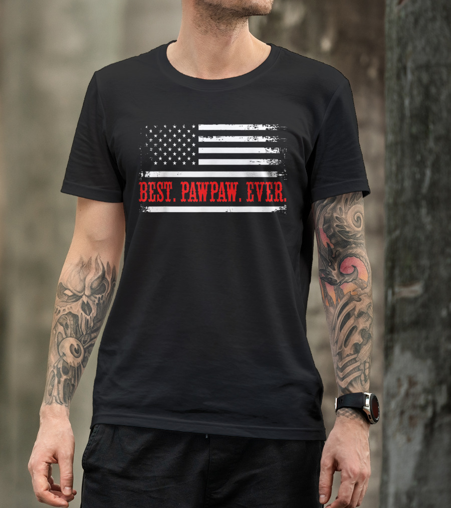 BEST PAWPAW EVER AMERICAN FLAG VINTAGE USA STRIPES T-Shirt