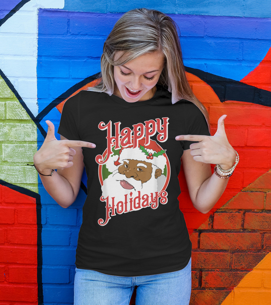 Happy Holidays African American Santa Claus T-Shirt