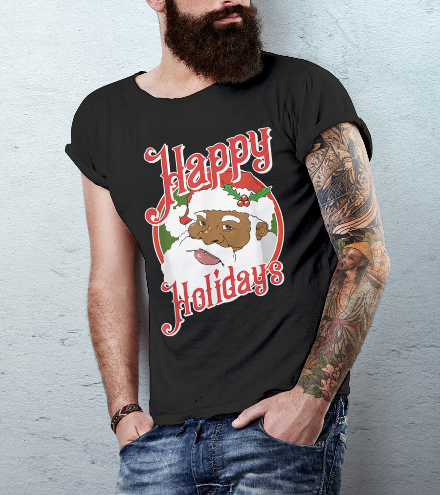 Happy Holidays African American Santa Claus T-Shirt