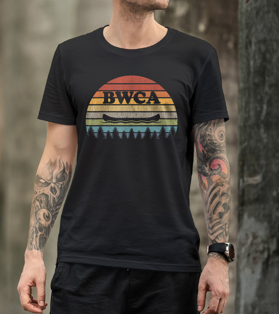 BWCA Minnesota Vintage Canoe Retro Sunset Forest T-Shirt