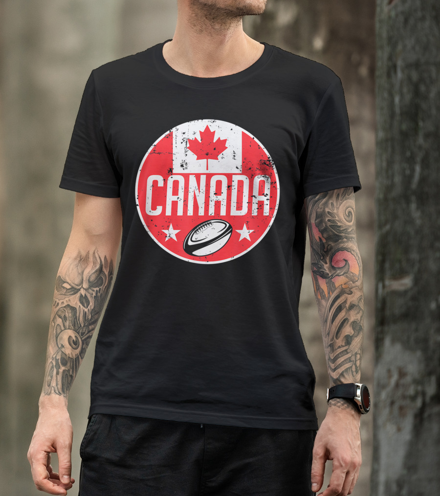 Canada Rugby Flag Supporter Jersey Canadian Maple Leaf Emblem T-Shirt