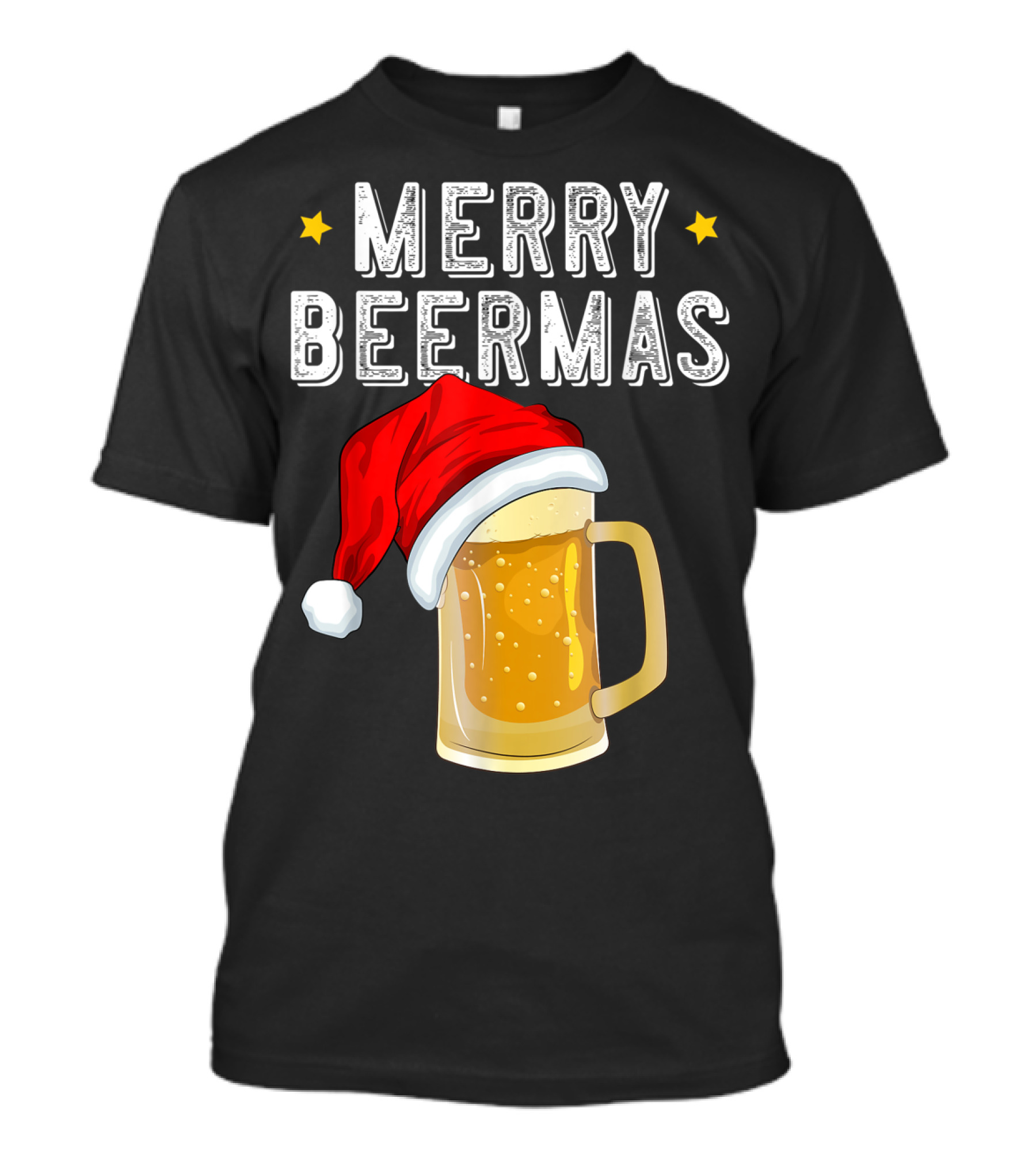 Merry Beermas Christmas Beer Santa Hat Beer Mug T-Shirt
