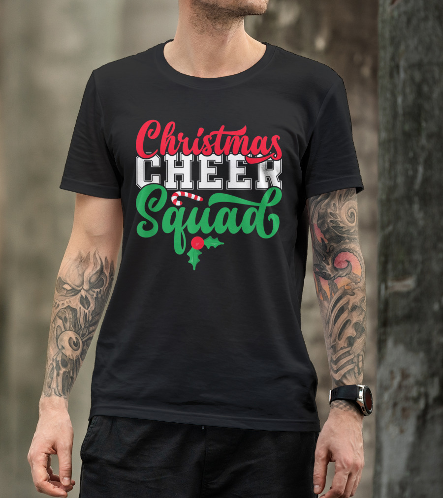 Christmas Cheer Squad Candy Cane Holly Holidays T-Shirt