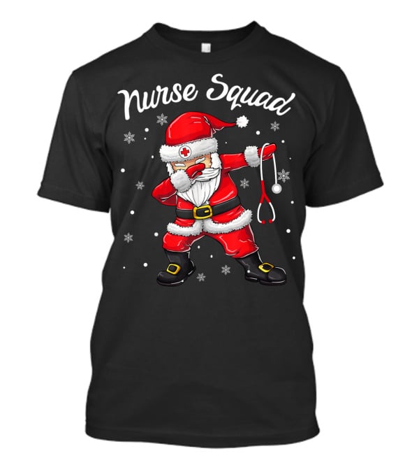 Nurse Squad Christmas Scrub Tops Women Dabbing Santa T-Shirt