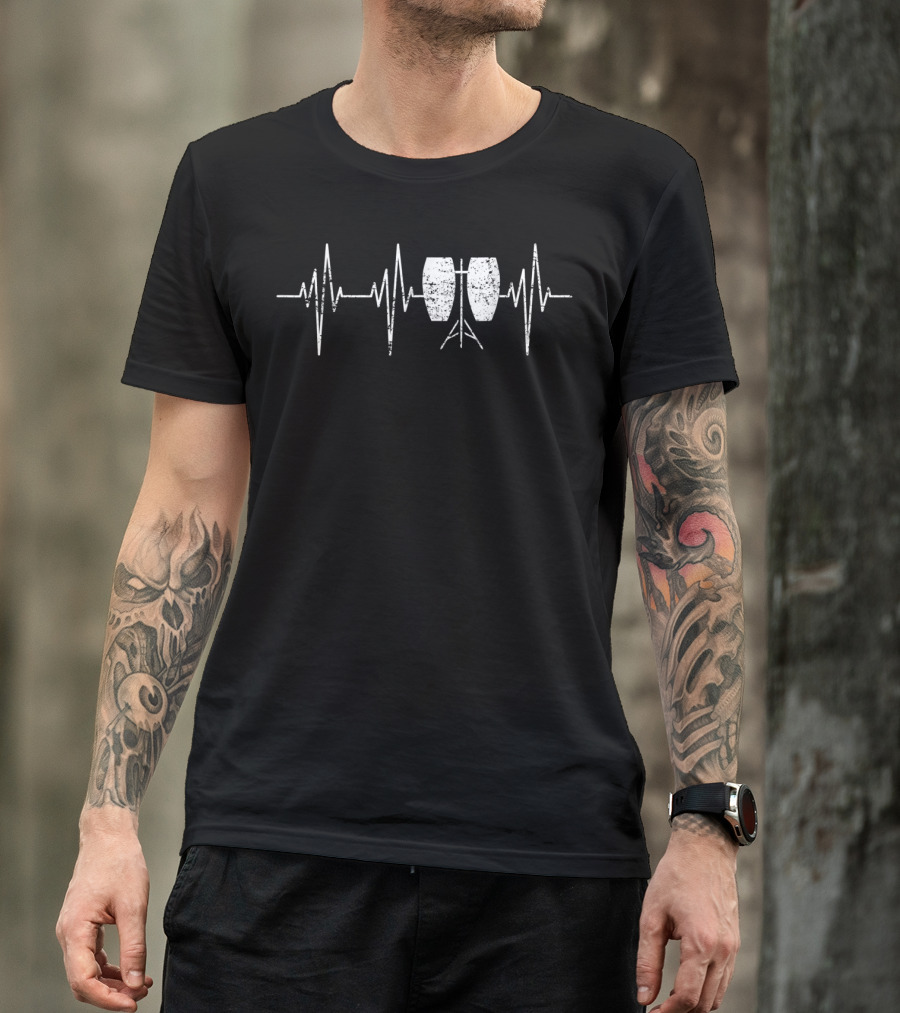 Conga Drum Heartbeat Pulse EKG Rhythm T-Shirt