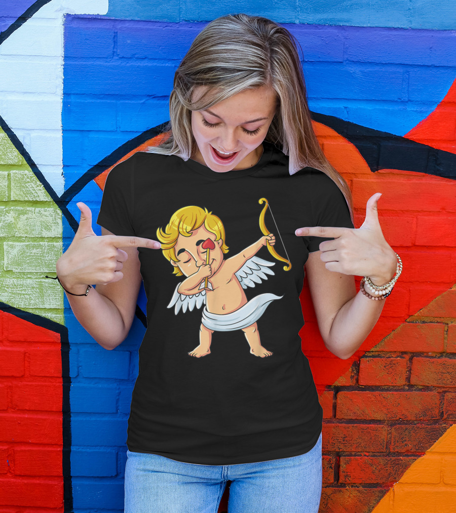 Cupid Dabbing With Heart Arrow Valentine's Day T-Shirt