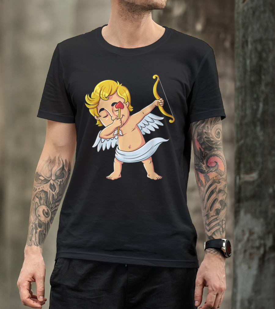 Cupid Dabbing With Heart Arrow Valentine's Day T-Shirt
