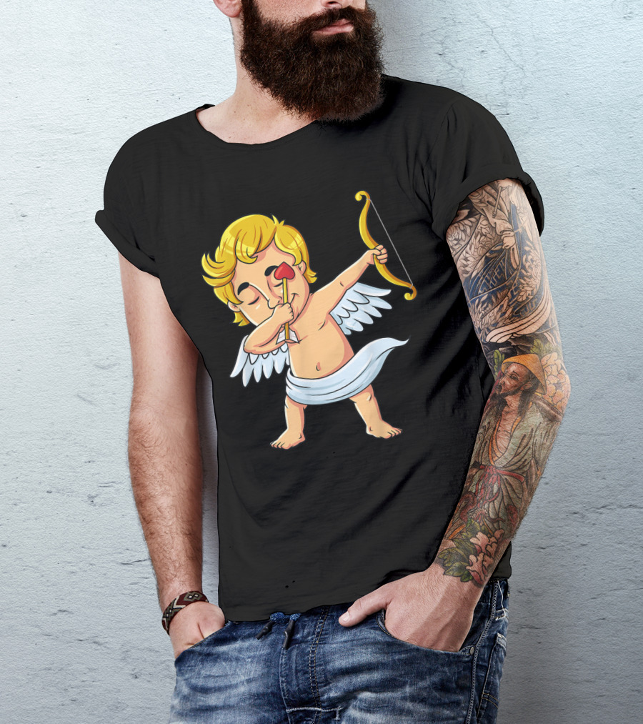 Cupid Dabbing With Heart Arrow Valentine's Day T-Shirt