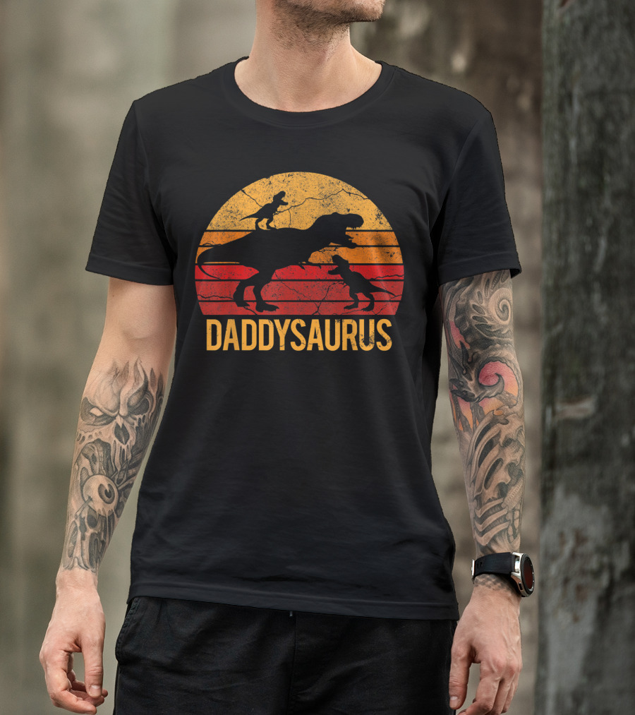 Daddysaurus Dinosaur Daddy Two 2 T-Shirt
