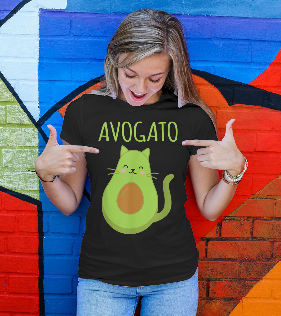 Avogato Funny Cat Avocado Kawaii T-Shirt