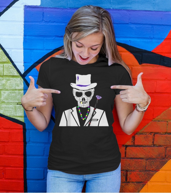 Baron Samedi Voodoo Skeleton With Top Hat And Beads T-Shirt