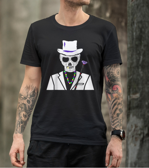 Baron Samedi Voodoo Skeleton With Top Hat And Beads T-Shirt