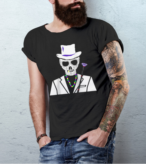 Baron Samedi Voodoo Skeleton With Top Hat And Beads T-Shirt